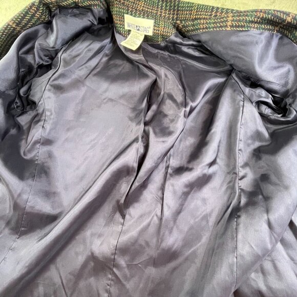 VTG White Stag Blazer Women Size 12 Blue Boxy Plaid Wool Blend 511259 Y2K Coat - Picture 10 of 12